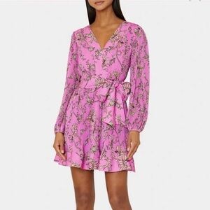Milly Liv Pleated Mini Dress in Chain Multi Women’s 4 Pleated Pink Belted